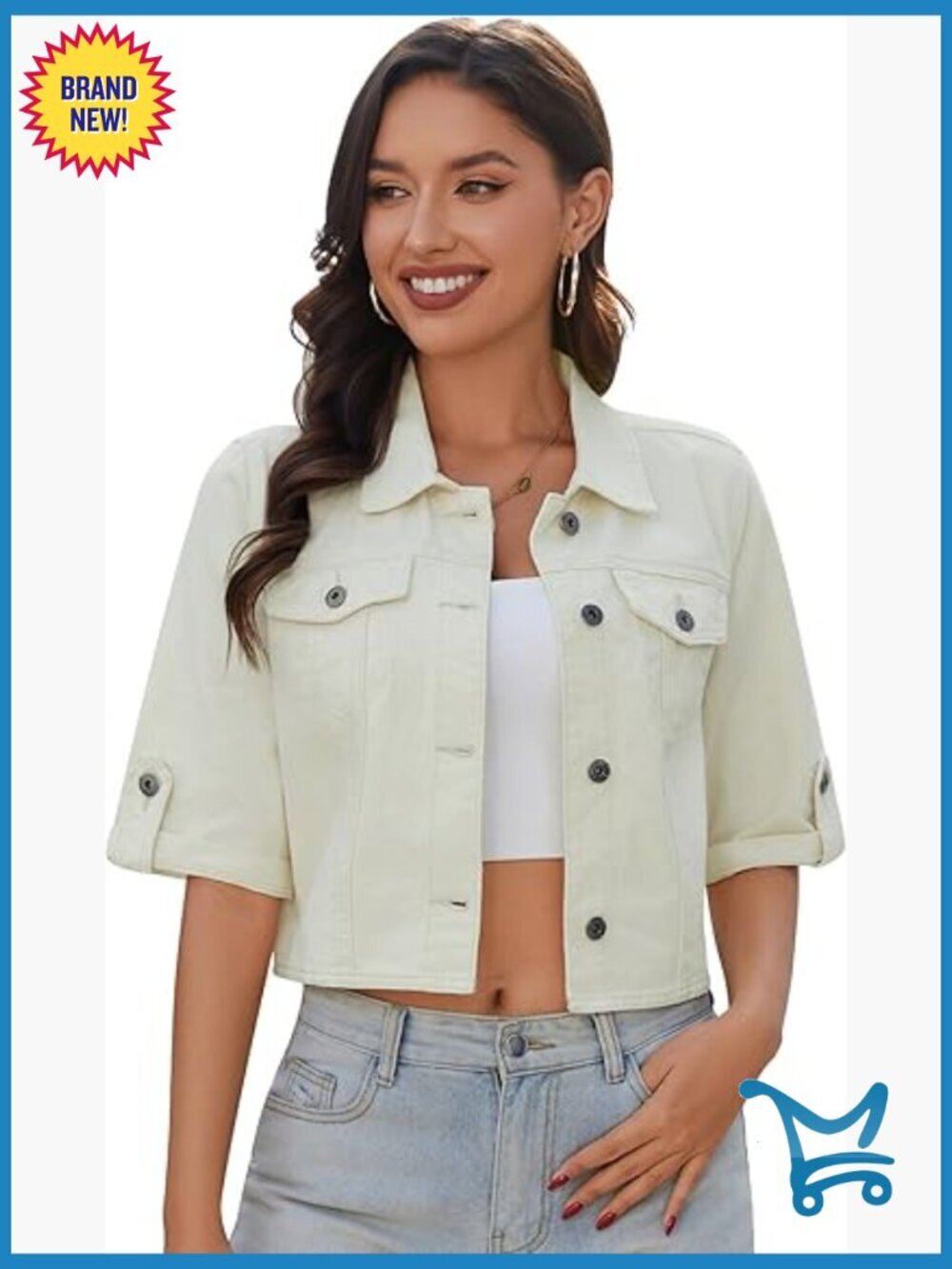 Cropped Denim Jacket Summer Short Sleeve Casual Jean Jackets
